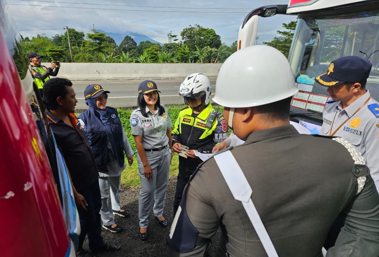 Libur Tahun Baru 2026, Jasa Raharja dan Stakeholder Kembali Laksanakan Ramp Check Kendaraan di Rest Area Jagorawi Km 45 Ciawi